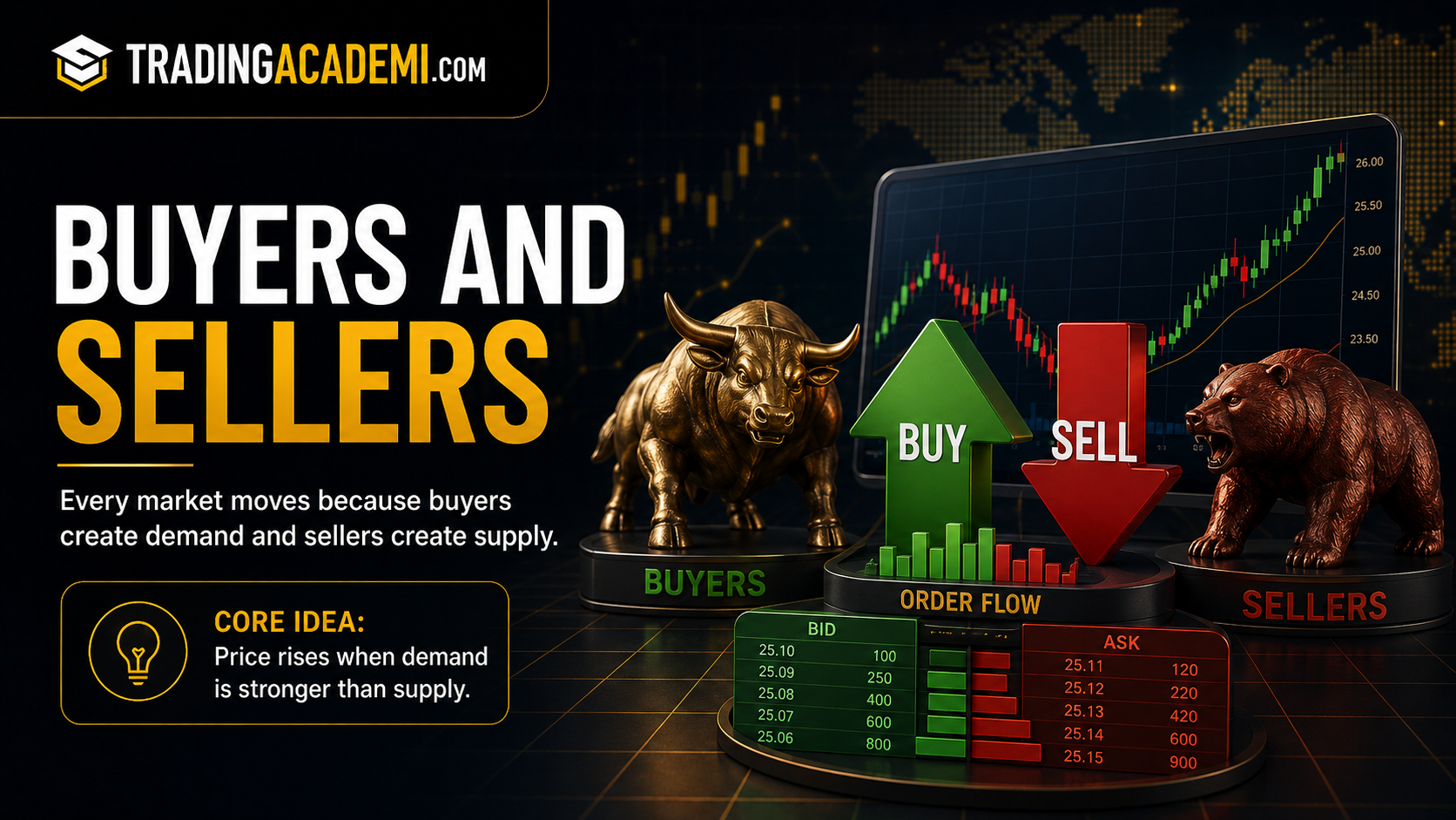 Buyers and sellers in financial markets supply and demand concept