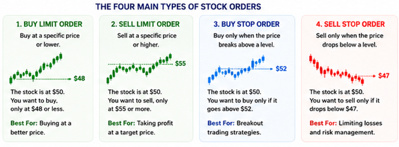 The Four Common Stock Order Types